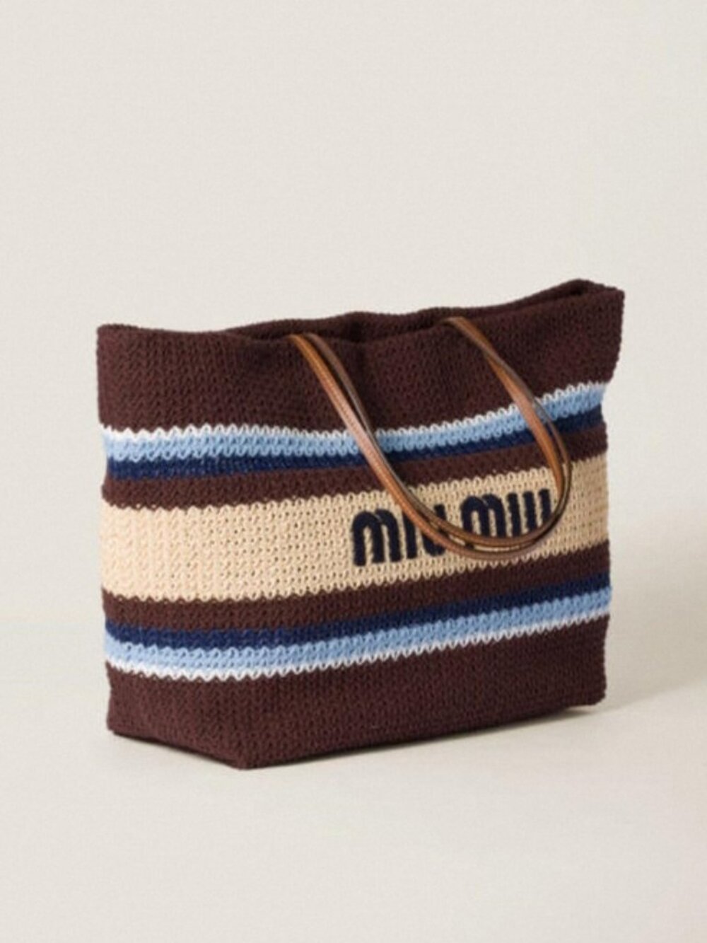 Miu Miu Striped Crochet Large Tote Bag